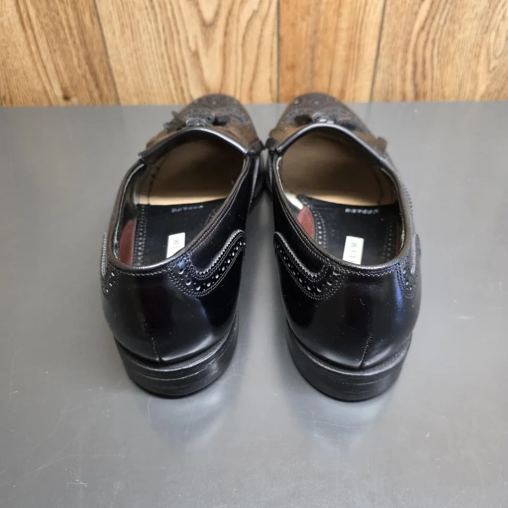 Florsheim Shoes Men 8.5 D Black Leather Tassel Wingtip Dress Loafers Slip On